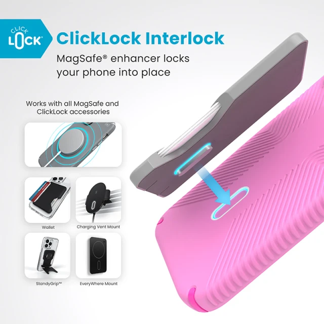 Чохол Speck Presidio2 Grip ClickLock для iPhone 16 Plus True Pink Shocking Pink with MagSafe (150713-3249)