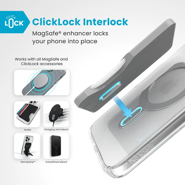 Чехол Speck Presidio Perfect-Clear ClickLock для iPhone 16 Plus Clear Chrome with MagSafe (150715-3199)