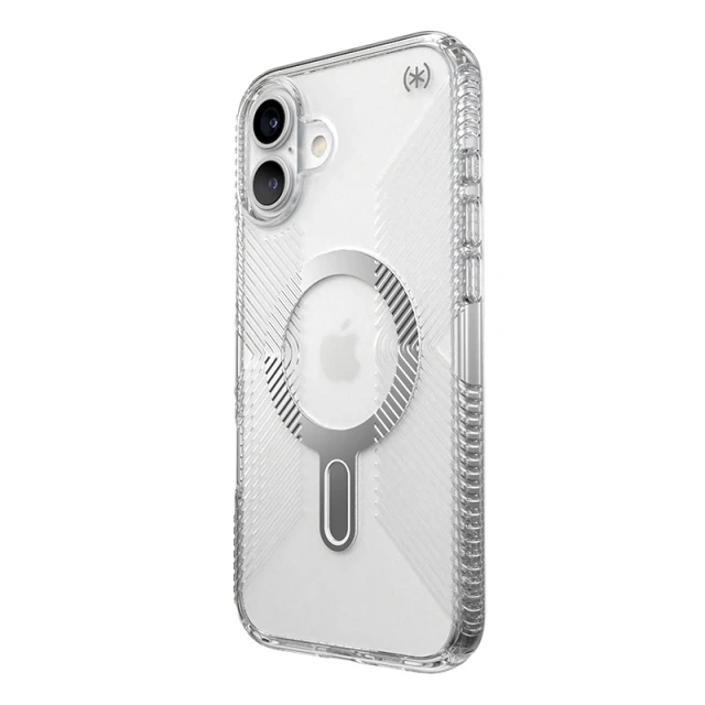 Чохол Speck Presidio Perfect-Clear Grip ClickLock для iPhone 16 Plus Clear Chrome with MagSafe (150716-3199)