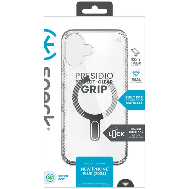 Чохол Speck Presidio Perfect-Clear Grip ClickLock для iPhone 16 Plus Clear Chrome with MagSafe (150716-3199)