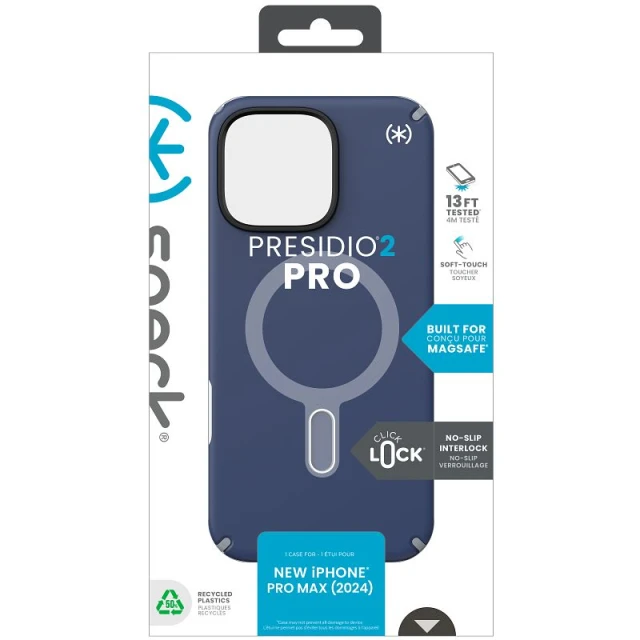 Чохол Speck Presidio2 Pro ClickLock для iPhone 16 Pro Max Coastal Blue Dust Grey with MagSafe (150724-3206)