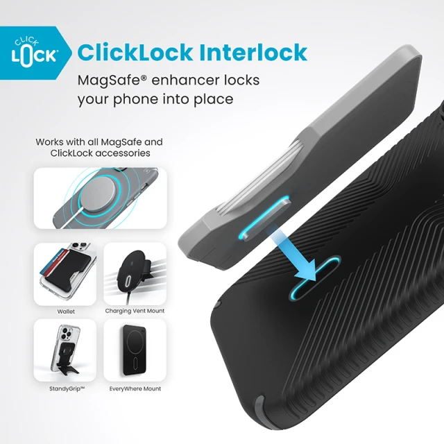 Чохол Speck Presidio2 Grip ClickLock для iPhone 16 Pro Max Black Slate Grey with MagSafe (150725-3205)