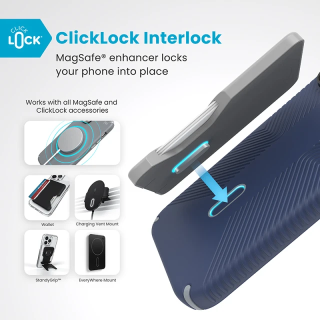 Чохол Speck Presidio2 Grip ClickLock для iPhone 16 Pro Max Coastal Blue Dust Grey with MagSafe (150725-3206)