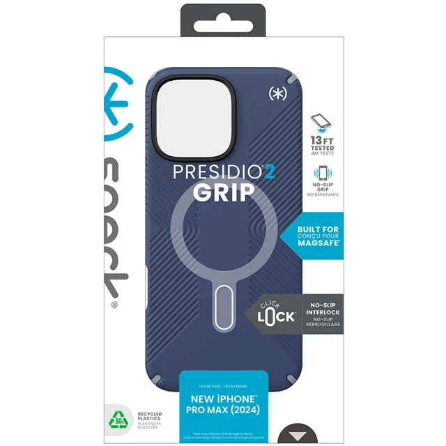 Чохол Speck Presidio2 Grip ClickLock для iPhone 16 Pro Max Coastal Blue Dust Grey with MagSafe (150725-3206)