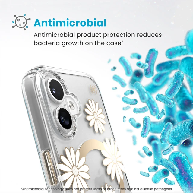 Чохол Speck Presidio Lux ClickLock для iPhone 16 Sunshine Daisies Clear with MagSafe (150745-3257)