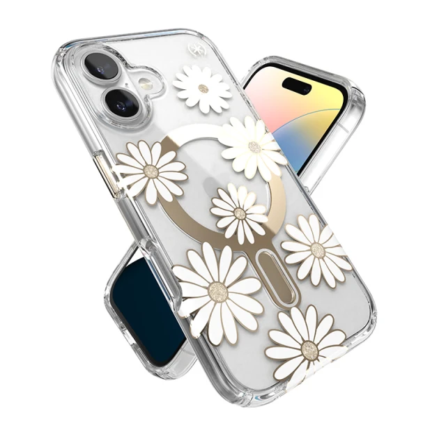 Чохол Speck Presidio Lux ClickLock для iPhone 16 Sunshine Daisies Clear with MagSafe (150745-3257)