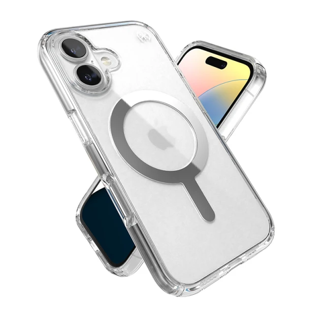 Чохол Speck Presidio Perfect-Clear для iPhone 16 Clear Chrome with MagSafe (150757-3240)