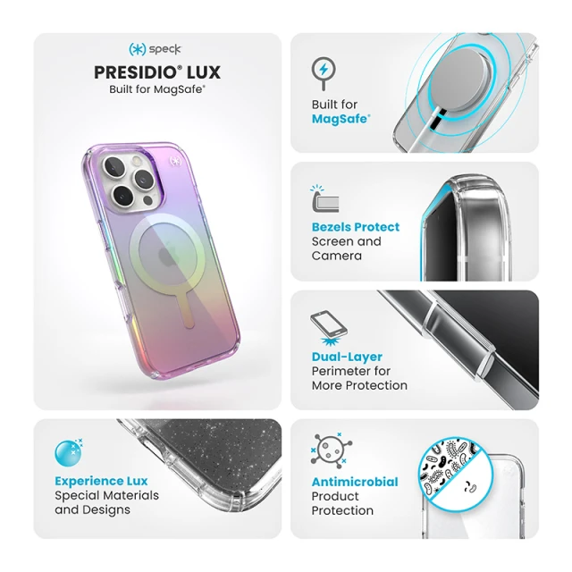 Чохол Speck Presidio Lux для iPhone 16 Pro Amazing Purple Clear with MagSafe (150765-3237)