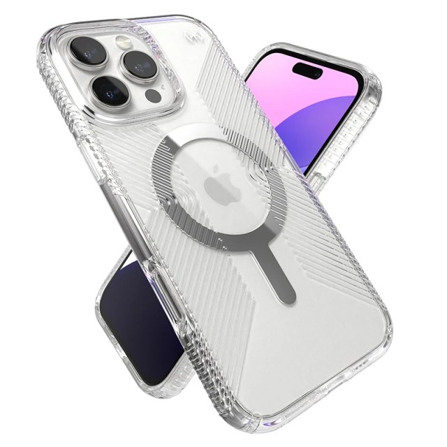 Чохол Speck Presidio Perfect-Clear Grip для iPhone 16 Pro Max Clear Chrome with MagSafe (150842-3223)