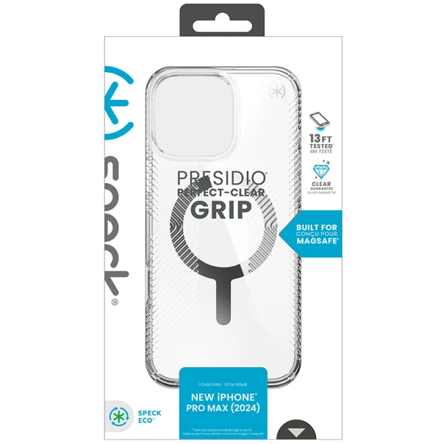 Чохол Speck Presidio Perfect-Clear Grip для iPhone 16 Pro Max Clear Chrome with MagSafe (150842-3223)