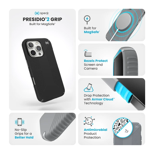 Чехол Speck Presidio2 Grip для iPhone 16 Pro Black Slate Grey (150778-3205)