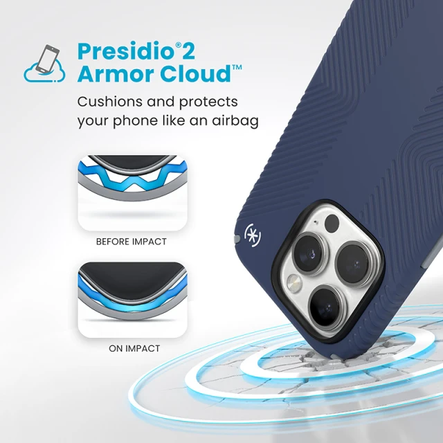 Чохол Speck Presidio2 Grip для iPhone 16 Pro Coastal Blue Dust Grey (150778-3206)