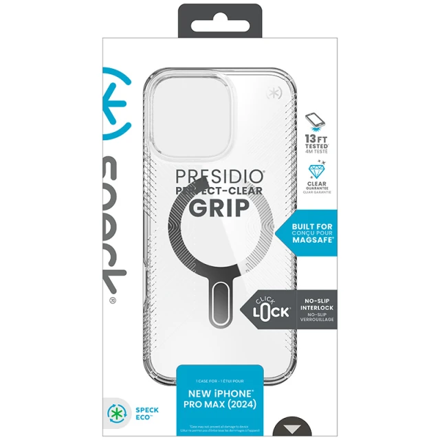 Чохол Speck Presidio Perfect-Clear Grip ClickLock для iPhone 16 Pro Max Clear Chrome with MagSafe (150728-3199)