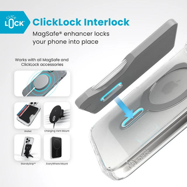 Чехол Speck Presidio Perfect-Clear ClickLock для iPhone 16 Pro Max Clear Chrome with MagSafe (150727-3199)