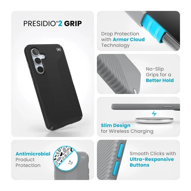 Чохол Speck Presidio2 Grip для Samsung Galaxy S24 FE (S721) Black Slate Grey (150845-3205)