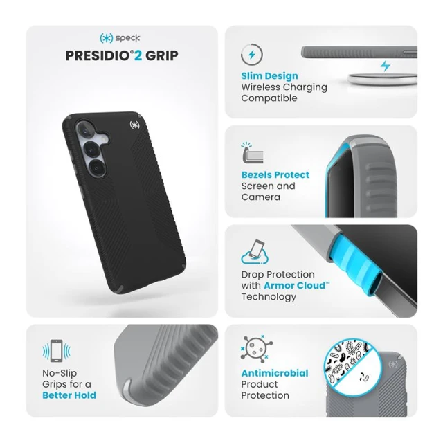 Чохол Speck Presidio2 Grip для Samsung Galaxy S25 (S931) Black Slate Grey (150874-3205)