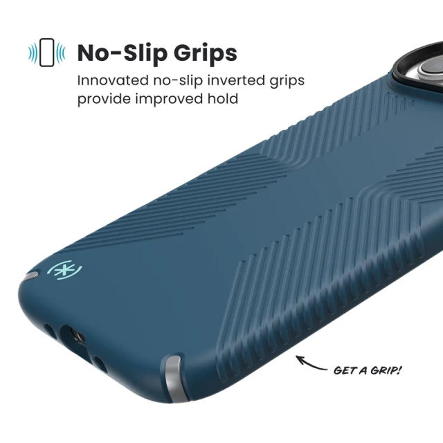 Чохол Speck Presidio2 Grip для iPhone 17 Air Deep Sea / Silver Metallic / Spell Blue with MagSafe (150967-3261)