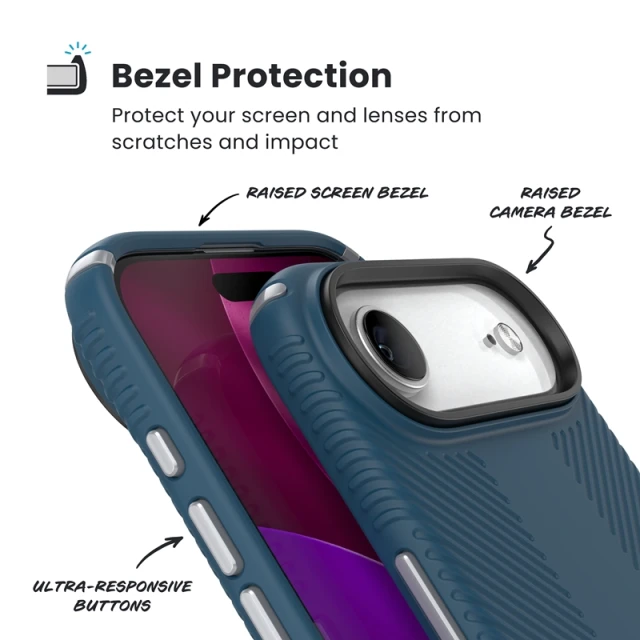 Чохол Speck Presidio2 Grip для iPhone 17 Air Deep Sea / Silver Metallic / Spell Blue with MagSafe (150967-3261)
