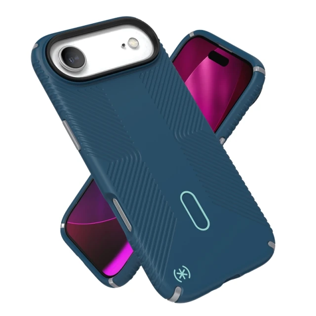 Чохол Speck Presidio2 Grip ClickLock для iPhone 17 Air Deep Sea / Silver Metallic / Spell Blue with MagSafe (150968-3261)