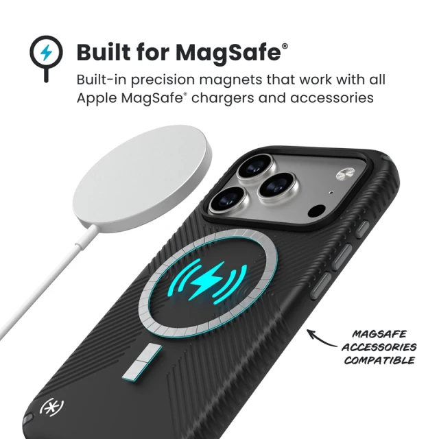 Чехол Speck Presidio2 Grip для iPhone 17 Pro Black / Slate Grey / White with MagSafe (150976-D143)