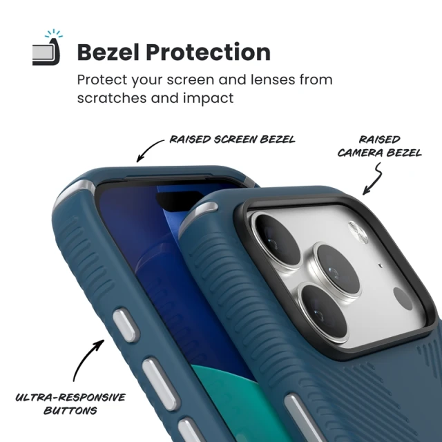 Чехол Speck Presidio2 Grip для iPhone 17 Pro Deep Sea/Silver Metallic with MagSafe (150976-3261)