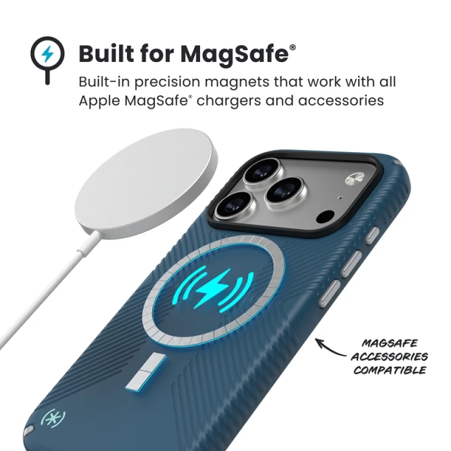Чехол Speck Presidio2 Grip для iPhone 17 Pro Deep Sea/Silver Metallic with MagSafe (150976-3261)