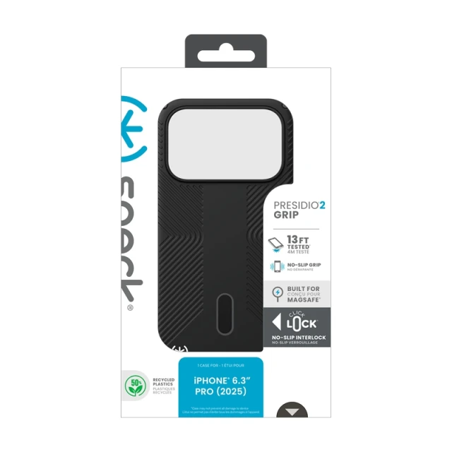 Чохол Speck Presidio2 Grip ClickLock для iPhone 17 Pro Black / Slate Grey / White with MagSafe (150977-D143)