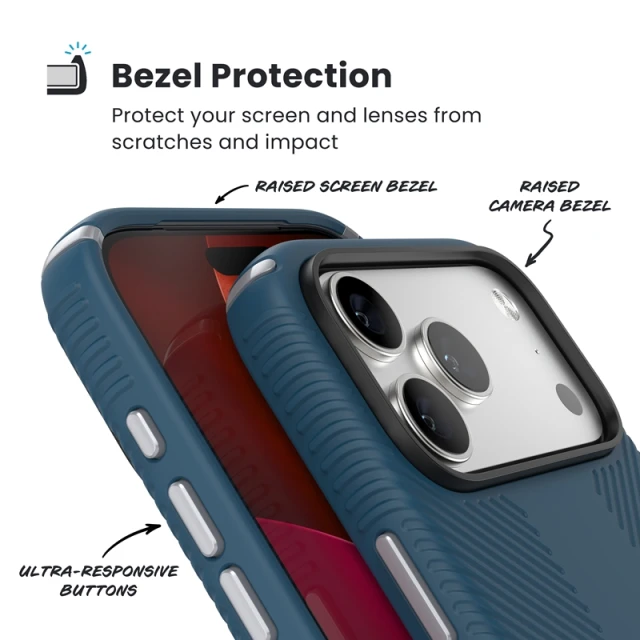 Чохол Speck Presidio2 Grip для iPhone 17 Pro Max Deep Sea/Silver Metallic with MagSafe (150985-3261)
