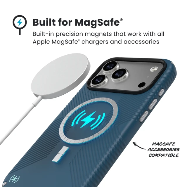 Чохол Speck Presidio2 Grip для iPhone 17 Pro Max Deep Sea/Silver Metallic with MagSafe (150985-3261)