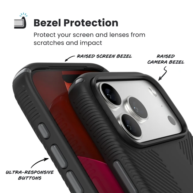 Чохол Speck Presidio2 Grip ClickLock для iPhone 17 Pro Max Black / Slate Grey / White with MagSafe (150986-D143)