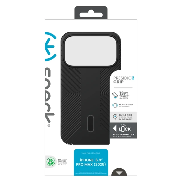 Чохол Speck Presidio2 Grip ClickLock для iPhone 17 Pro Max Black / Slate Grey / White with MagSafe (150986-D143)