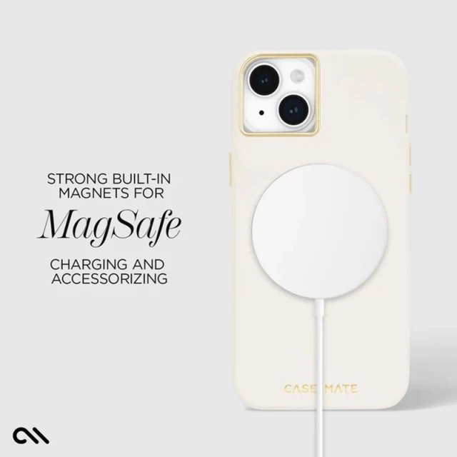 Чохол Case-Mate Silicone для iPhone 15 Plus бежевий with MagSafe (CM051564)