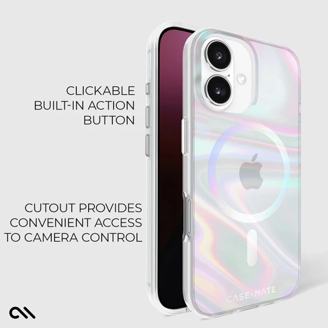 Чехол Case-Mate Soap Bubble для iPhone 16 Iridescent with MagSafe (CM054330)