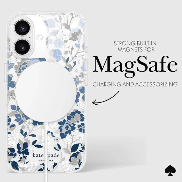 Чехол Kate Spade New York Protective Gems для iPhone 16 Flowerbed Blue (KS054338)