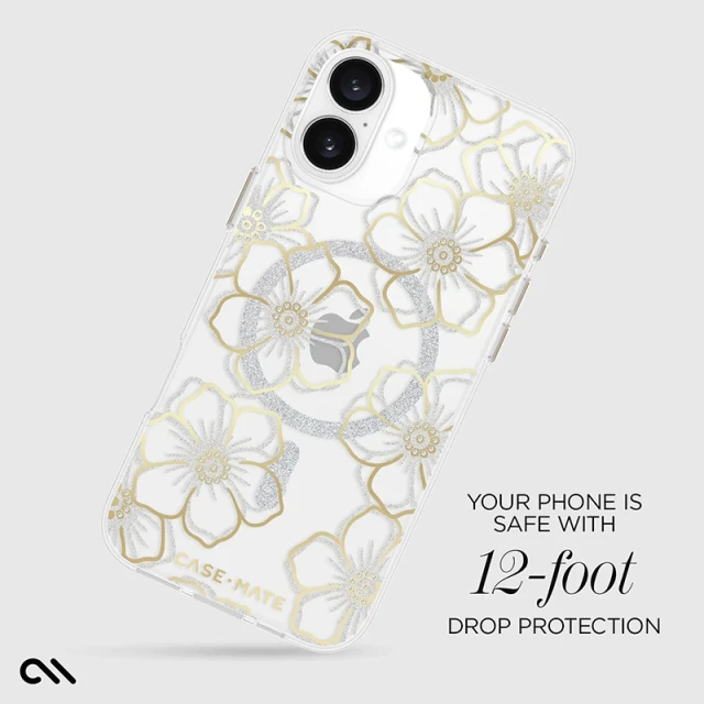 Чохол Case-Mate Floral Gems для iPhone 16 Plus Gold with MagSafe (CM054374)