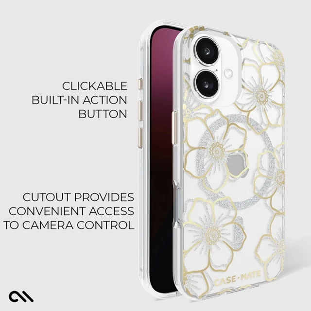 Чохол Case-Mate Floral Gems для iPhone 16 Plus Gold with MagSafe (CM054374)