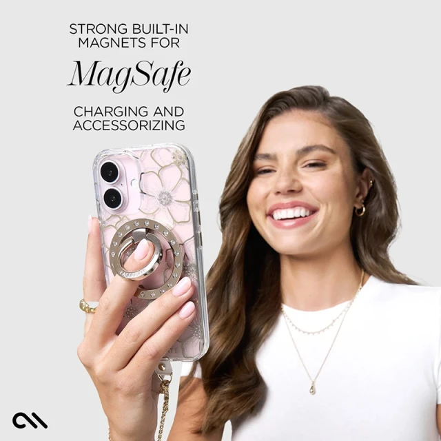 Чохол Case-Mate Floral Gems для iPhone 16 Plus Gold with MagSafe (CM054374)