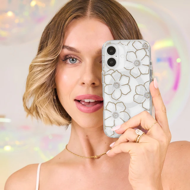 Чохол Case-Mate Floral Gems для iPhone 16 Plus Gold with MagSafe (CM054374)
