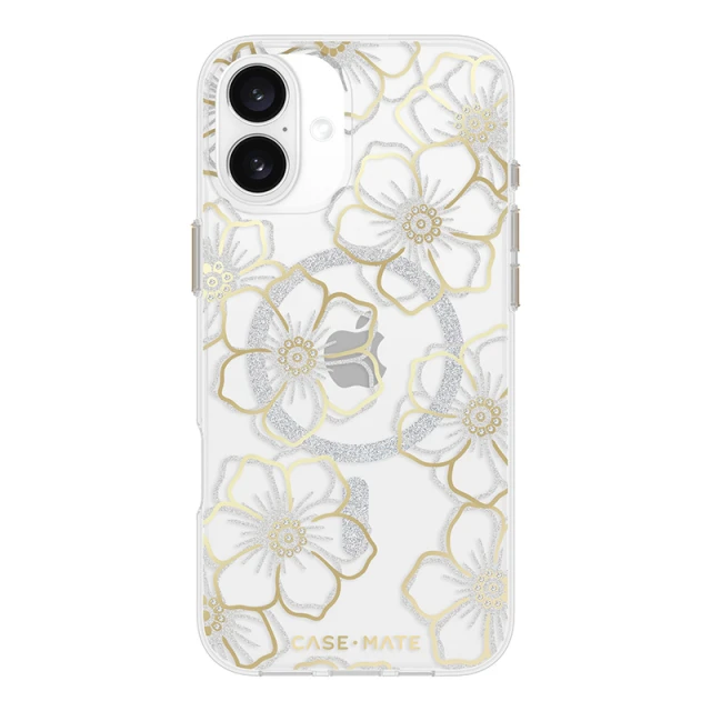 Чохол Case-Mate Floral Gems для iPhone 16 Plus Gold with MagSafe (CM054374)