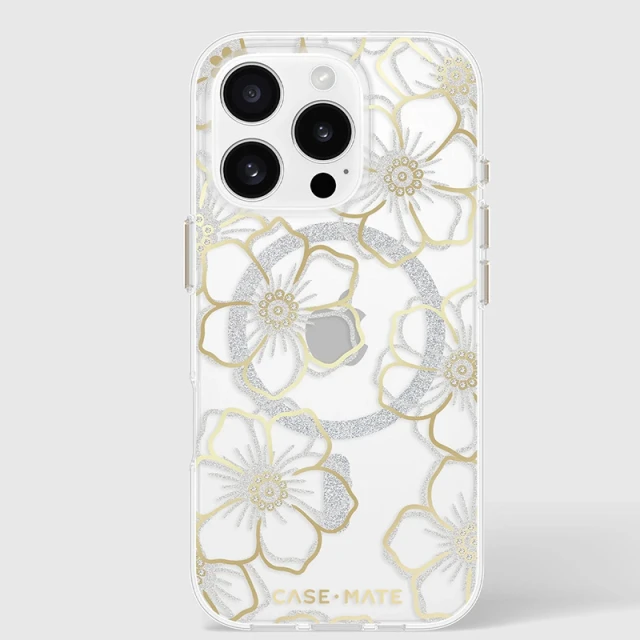 Чехол Case-Mate Floral Gems для iPhone 16 Pro Gold with MagSafe (CM054416)