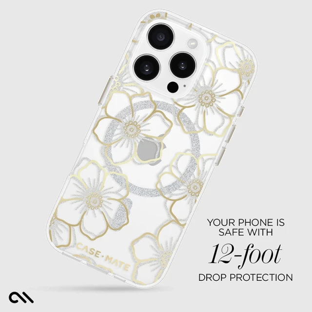 Чехол Case-Mate Floral Gems для iPhone 16 Pro Gold with MagSafe (CM054416)