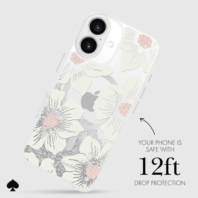 Чохол Kate Spade New York Liquid Glitter для iPhone 16 Hollyhock Floral (KS054600)