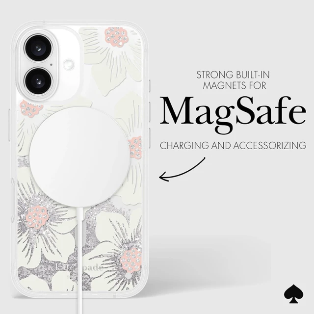 Чохол Kate Spade New York Liquid Glitter для iPhone 16 Hollyhock Floral (KS054600)