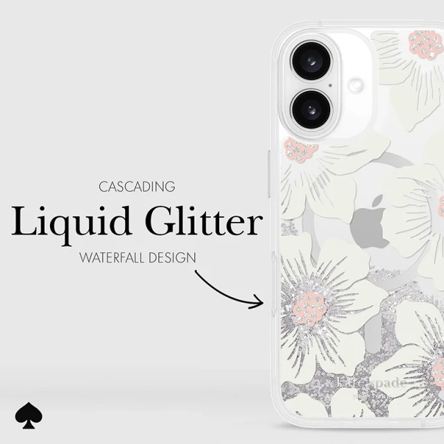 Чохол Kate Spade New York Liquid Glitter для iPhone 16 Hollyhock Floral (KS054600)