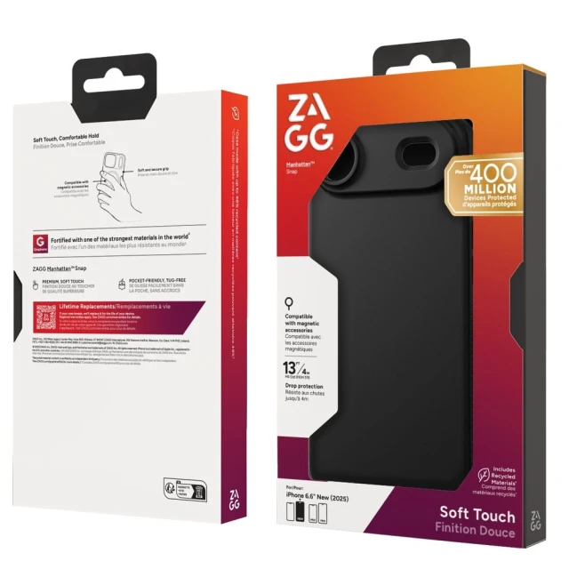 Чехол ZAGG Manhattan Snap для iPhone Air Black with MagSafe (702319065)