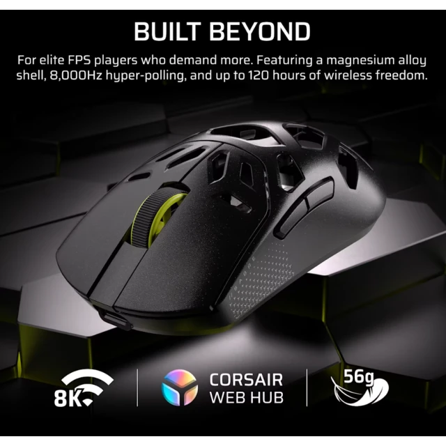 Миша Corsair SABRE V2 PRO бездротова / дротова ігрова 2.4 GHz Bluetooth USB-C Black (840440498209)