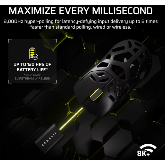 Миша Corsair SABRE V2 PRO бездротова / дротова ігрова 2.4 GHz Bluetooth USB-C Black (840440498209)