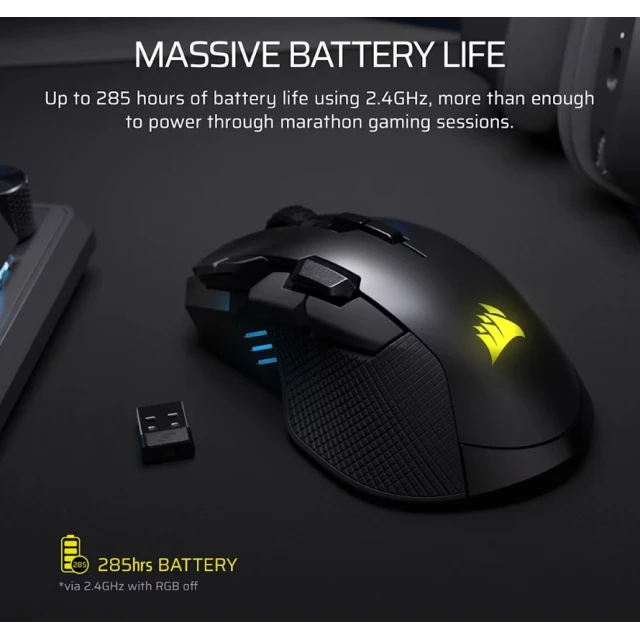 Миша Corsair IRONCLAW SE бездротова / дротова ігрова 2.4 GHz Bluetooth USB-C Black (840440499916)