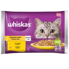 Вологий корм для котів Whiskas Drobiowa Uczta Senior 7+ з куркою та індичкою в желе 4 шт x 85 г (8410136025778)