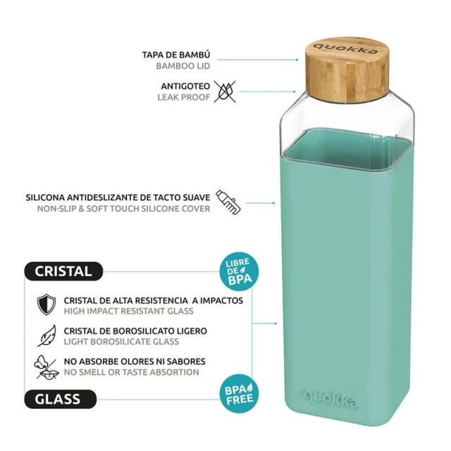 Пляшка для води Quokka Storm скляна 700 ml Teal (40024)